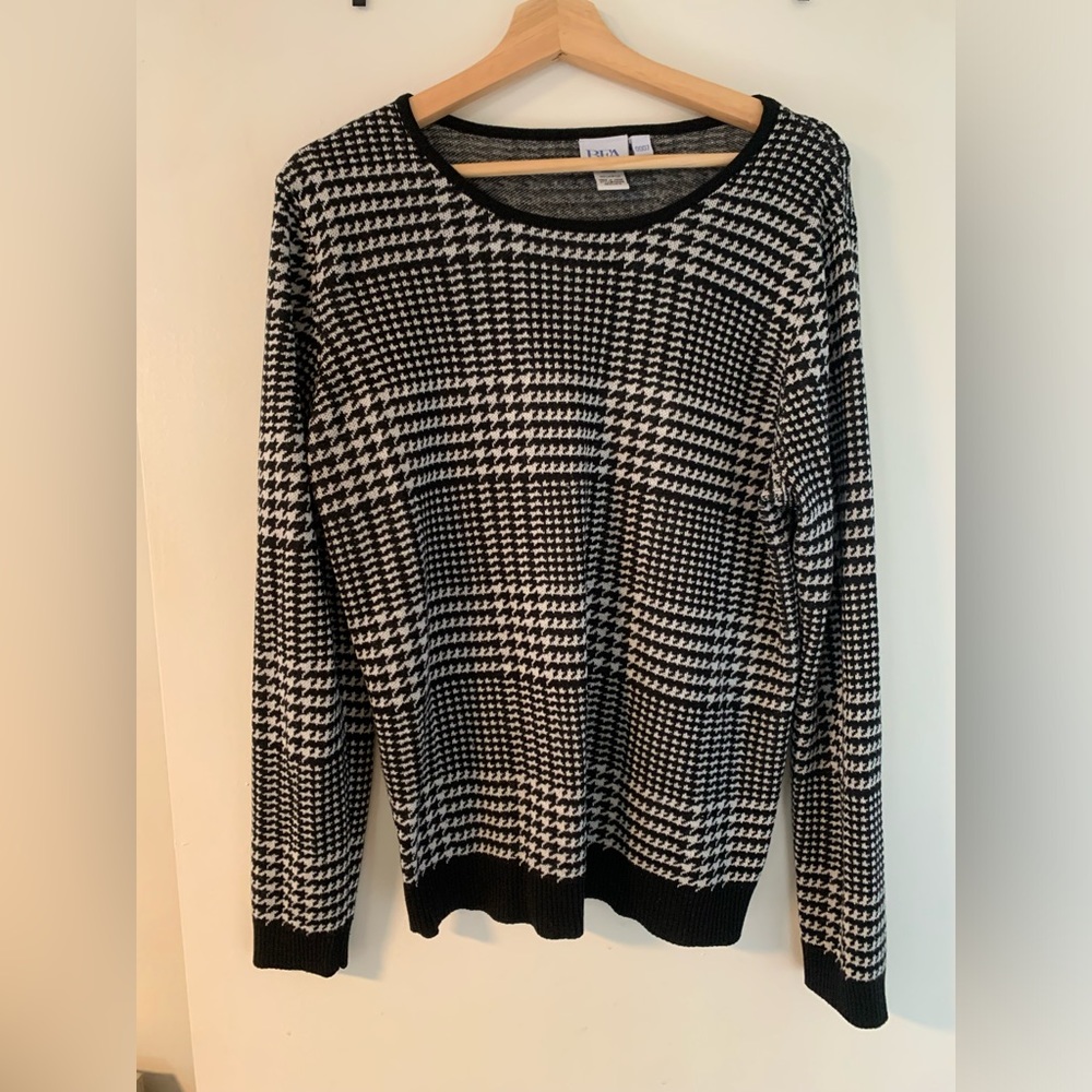 Vintage black & white houndstooth pullover sweater- BFA Classics size L